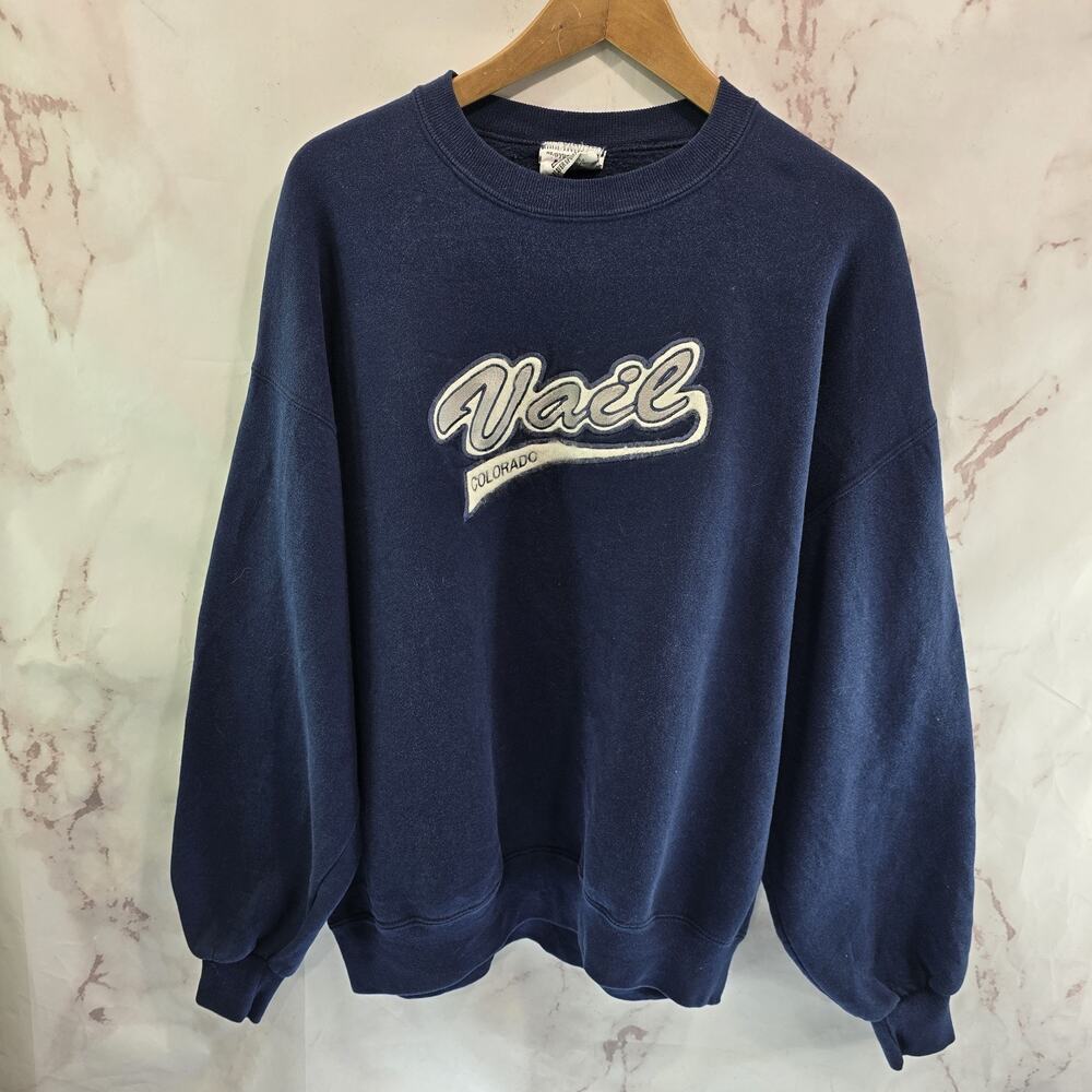 Vintage Colorado Sweatshirt Mens XL Navy Blue Vail 80s 90s Pullover Crewneck